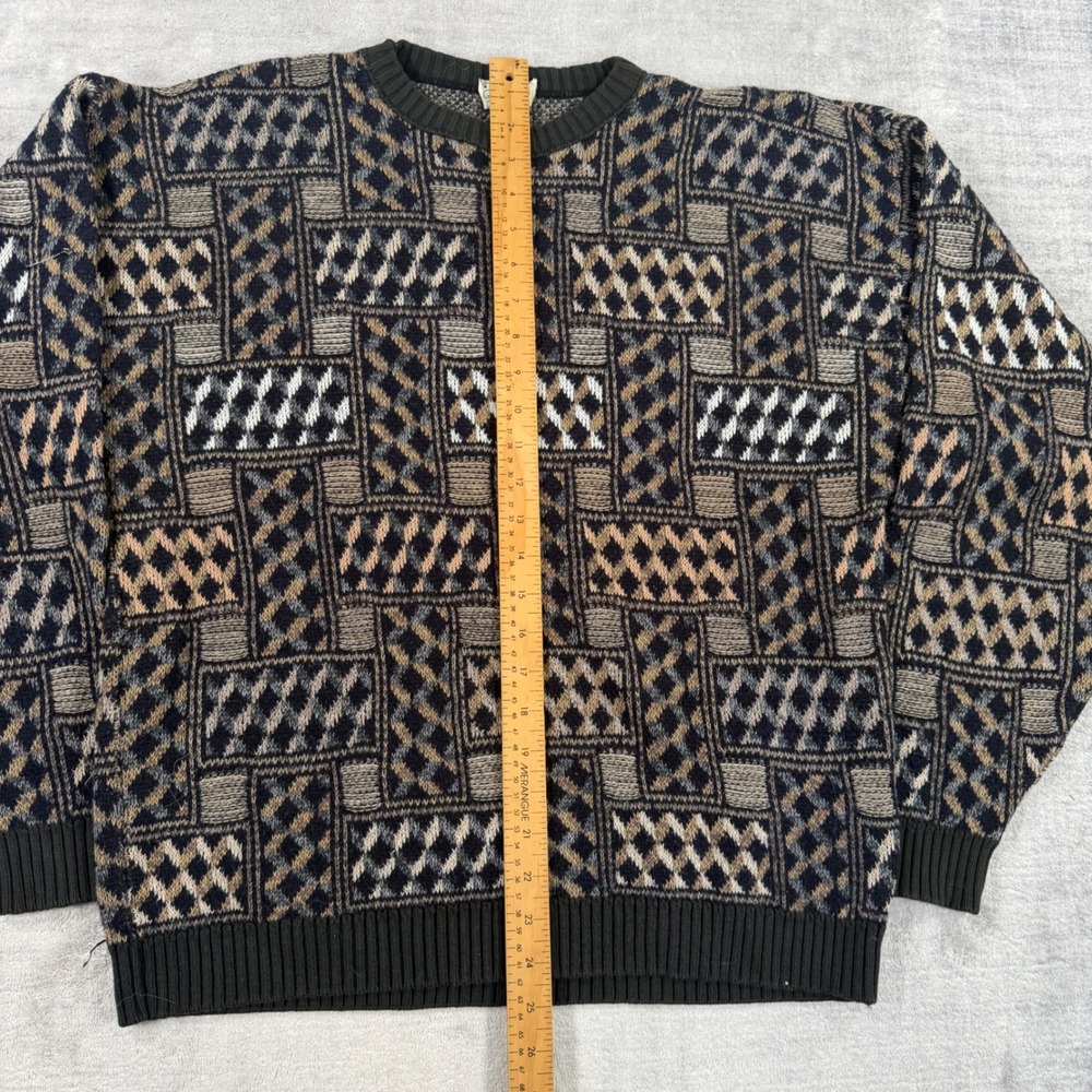 Ash Creek Trading Sweater Mens Medium Vintage Green Cabin Knit Grandpa Geometric - Picture 4 of 7